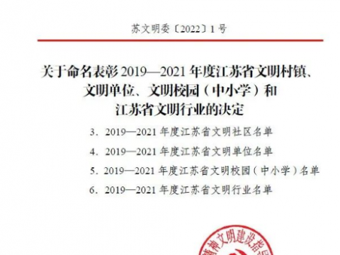 喜报！威腾电气连续6年蝉联“江苏省文明单位”荣誉称号